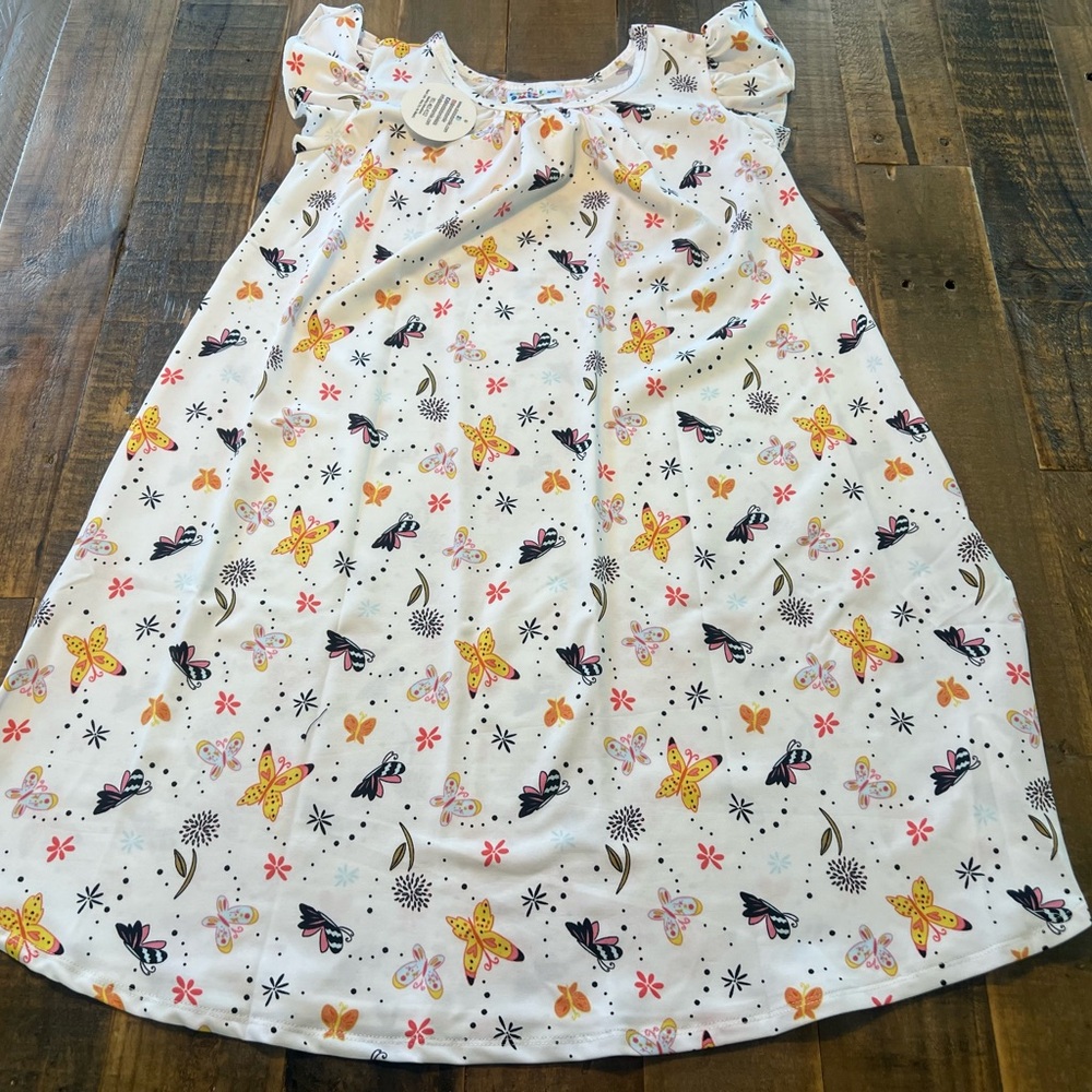 Dot Dot Smile size 7 or 8/10 girls butterfly Swing dress new